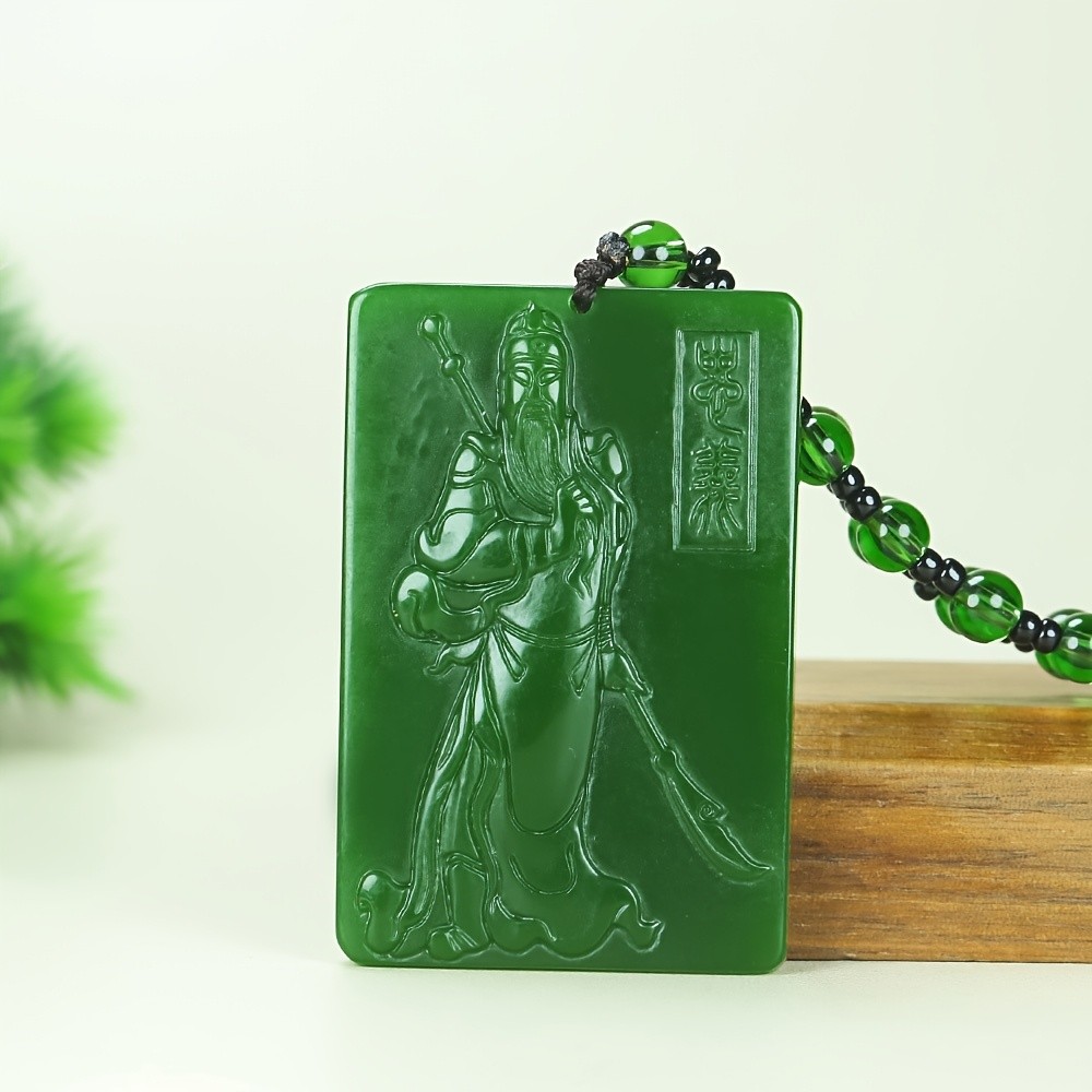 Colar com pingente de personagem feito à mão-personagem espinafre verde, joia artificial de Jade paz (unissex)