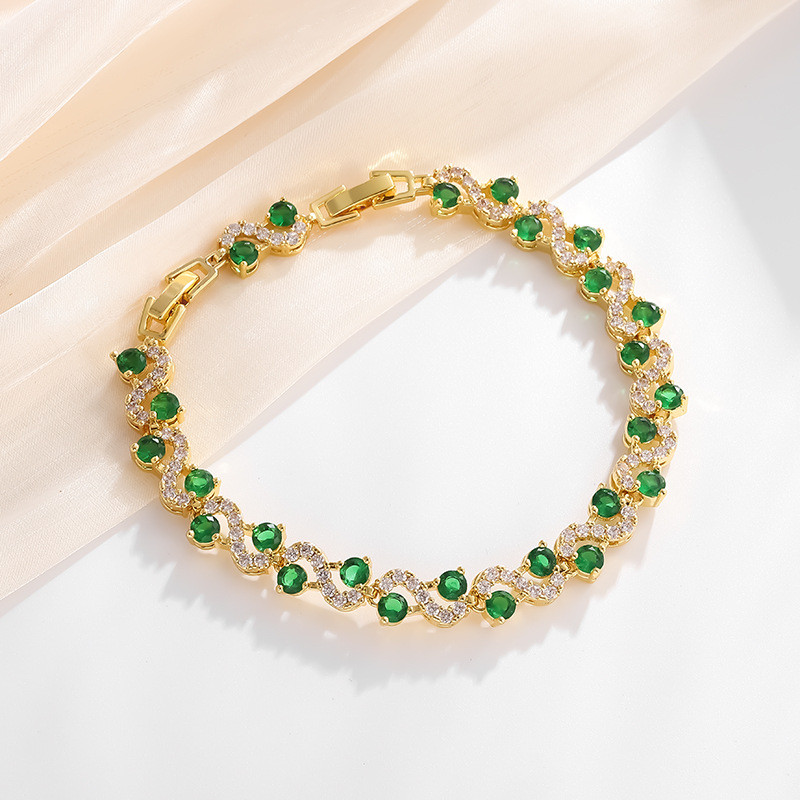 Bracelete de diamante de safira feminina, material de liga, bracelete de temperamento personalizado de alta qualidade