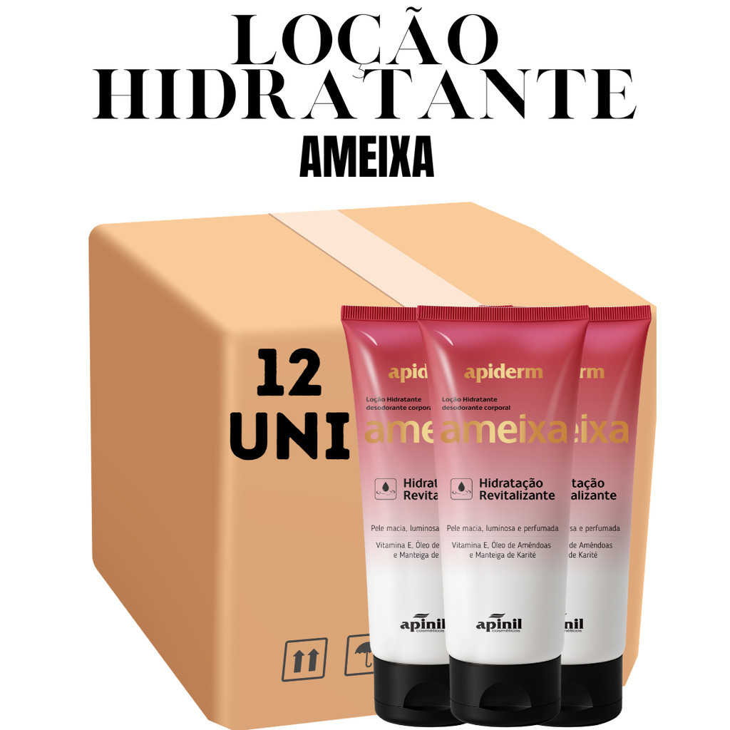 Kit 12 Unidades Loção Hidratante Corporal Apiderm Ameixa 190g - Apinil