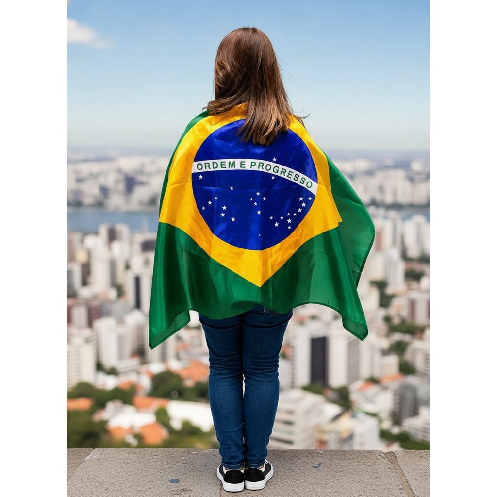 Bandeira do Brasil Tecido Leve Decorativo Copa do Mundo