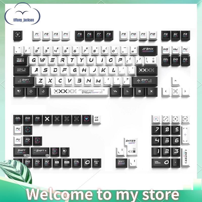 Conjunto De Teclas De Substituição 135 PBT Sublimação De Tinta Preto E Branco Para Teclado Mecânico