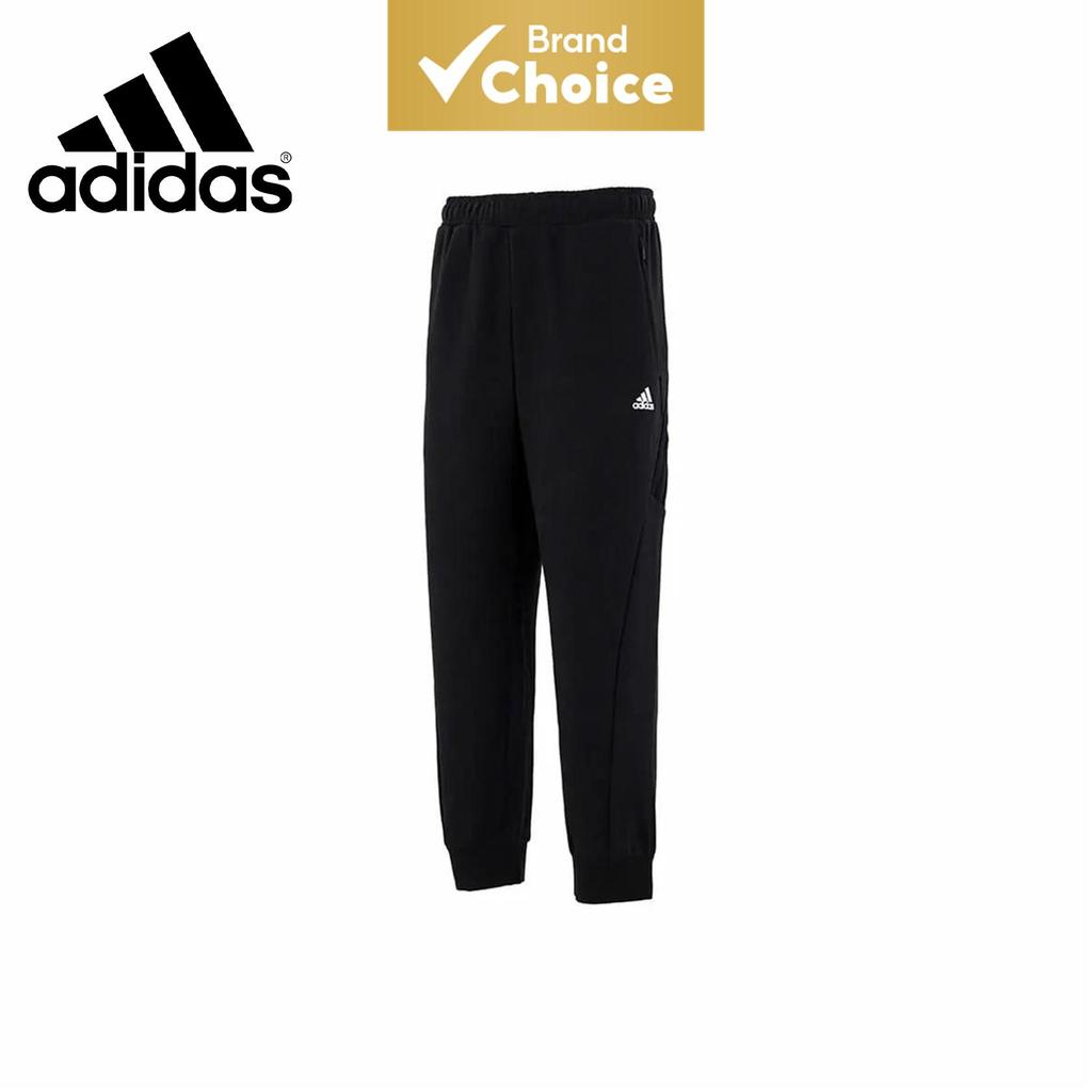Calça esportiva masculina Adidas de corrida e treino, respirável, com modelagem afunilada e comprimento até o tornozelo,