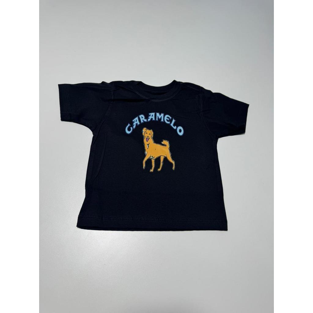 Camiseta Infantil Menino Blusa Criança Estampa Cachorro Caramelo Algodão Manga Curta Roupa Básica Divertida Meme Brasil