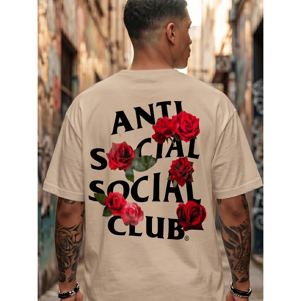 Camiseta Masculina Oversized Anti Social Social Club Streetwear Estampada Moda Urbana Casual Algodão