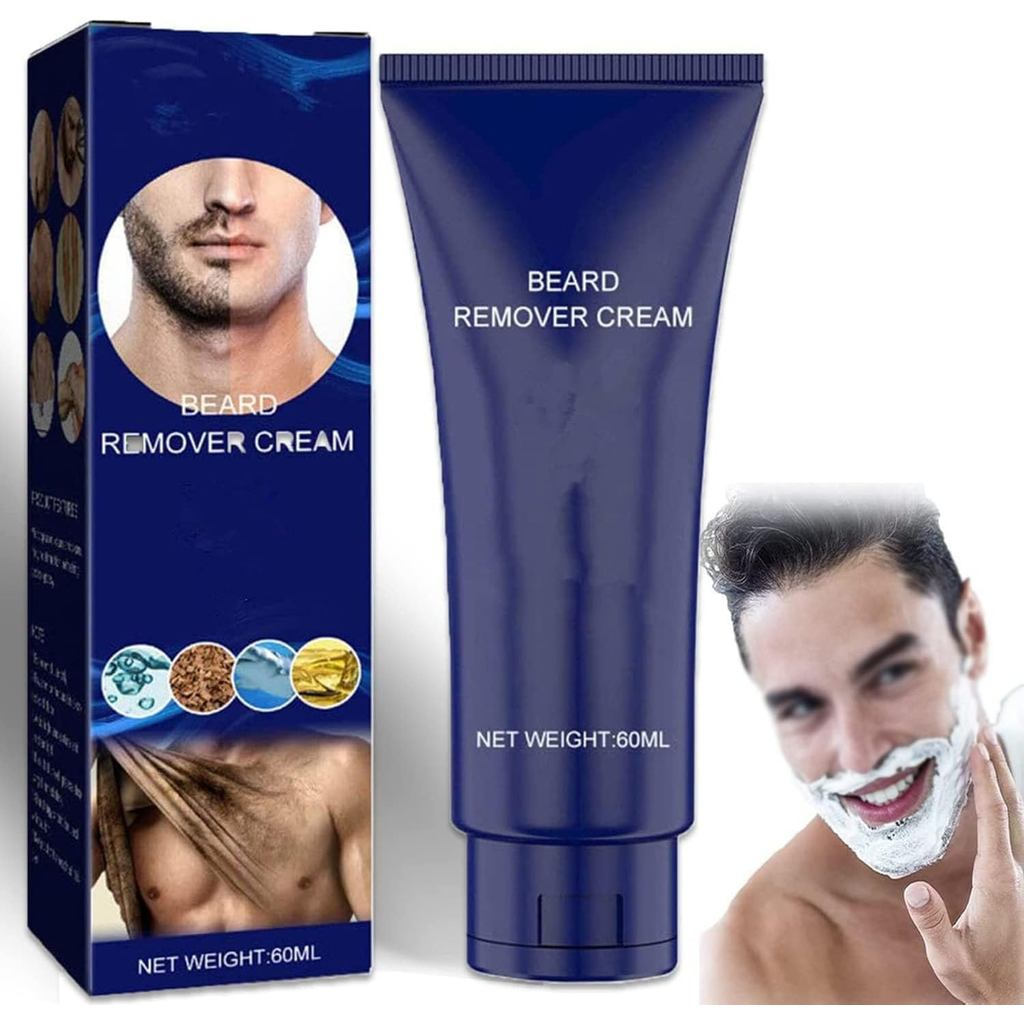 Removedor permanente de pelos e barba para homens, creme para remoção de pelos faciais, agente de remoção de pelos suave