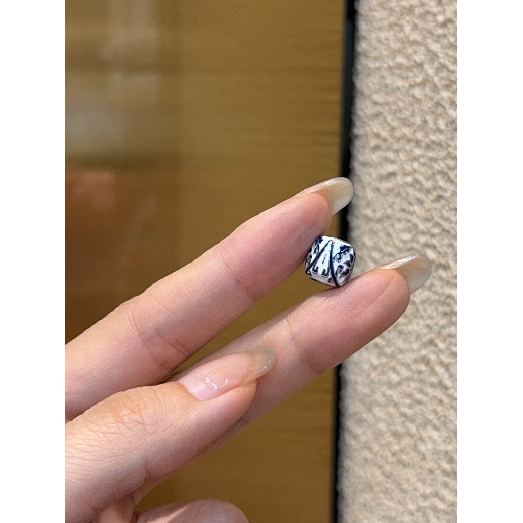 Cobre puro assado azul branco porcelana barril contas acessórios artesanais diy acessórios pulseira colar acessório