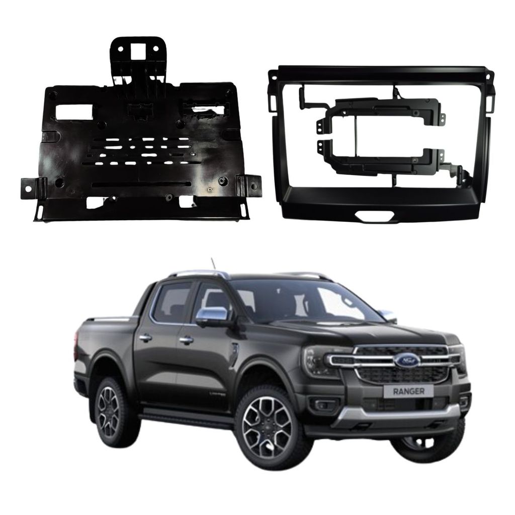 MOLDURA PAINEL CENTRAL MULTIMÍDIA 9 FORD RANGER 2018 PRETO FOSCO