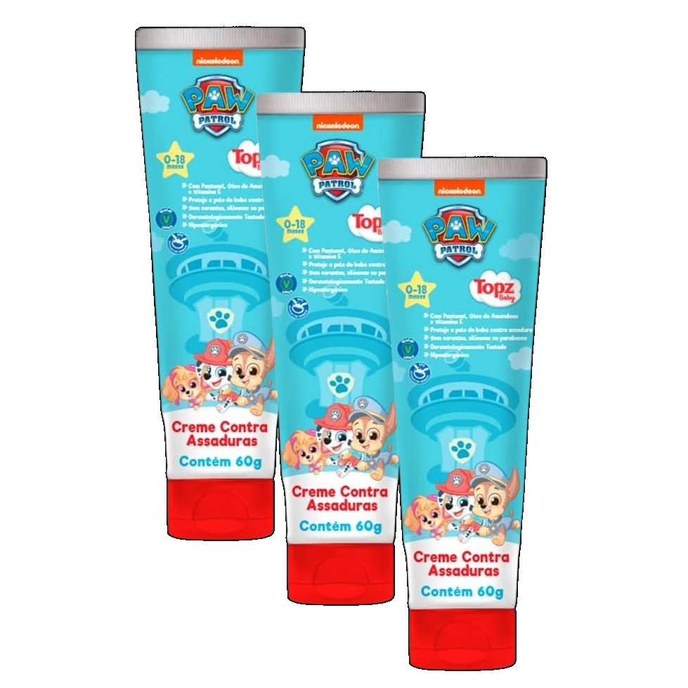 kit 3 Creme para Prevenção de Assaduras PATRULHA CANINA TOPZ Baby 60G