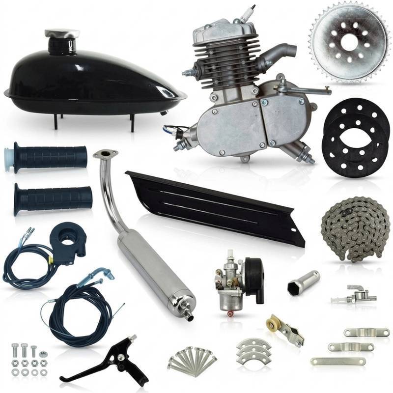 Kit Motor 80cc 2 Tempos Bicicleta Motorizada Completo Prateado