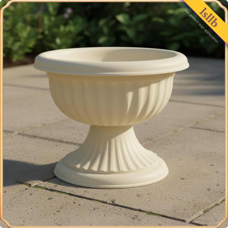 [Lsllb] Plantador De Taça De Resina Para Uso Interno E Externo Vaso De Flores Em Relevo Design De Camada Dupla Pátio