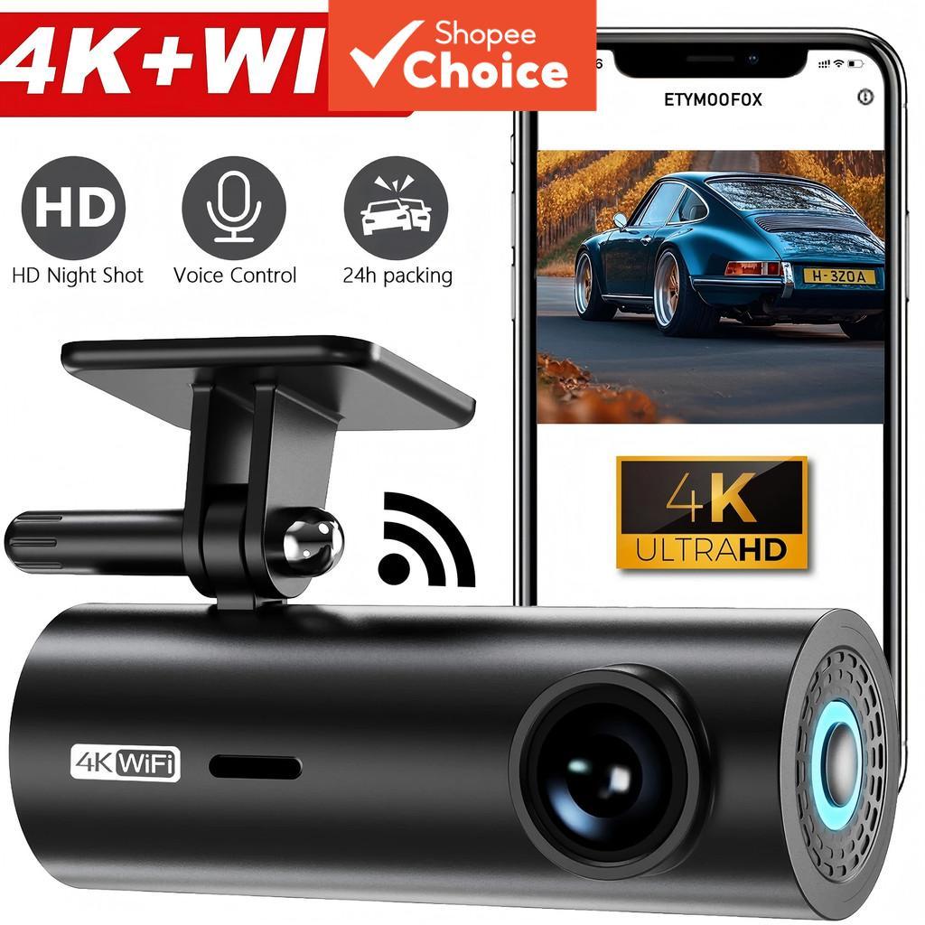 dashcam para carro, caixa preta, gravador de vídeo de condução 4K, câmera frontal mini WiFi, Dash Cam com monitor de