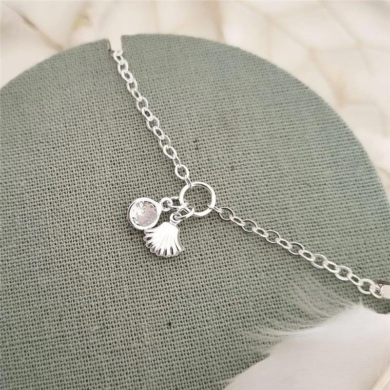 PULSEIRA PRATA 925 CONCHA COM PONTO LUZ