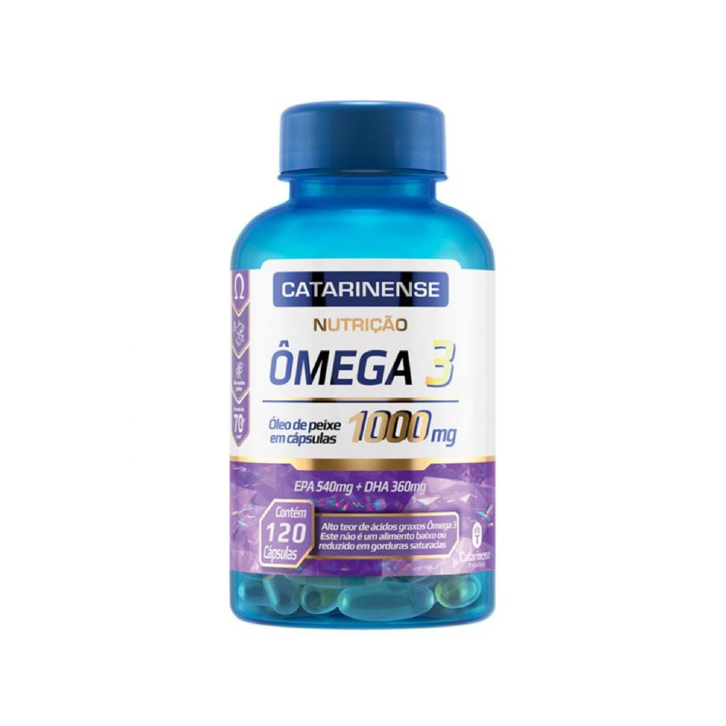 Nutrição Ômega 3 Óleo de Peixe em cápsulas em 1000mg Catarinense 120 Cápsulas