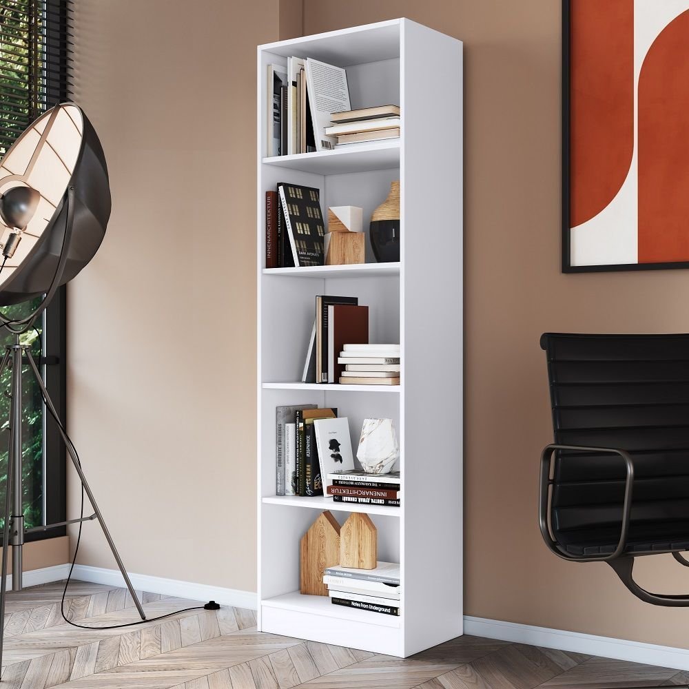 Estante de Livros 52CMX177CM 5 Nichos Laca Palermo Branco Branco