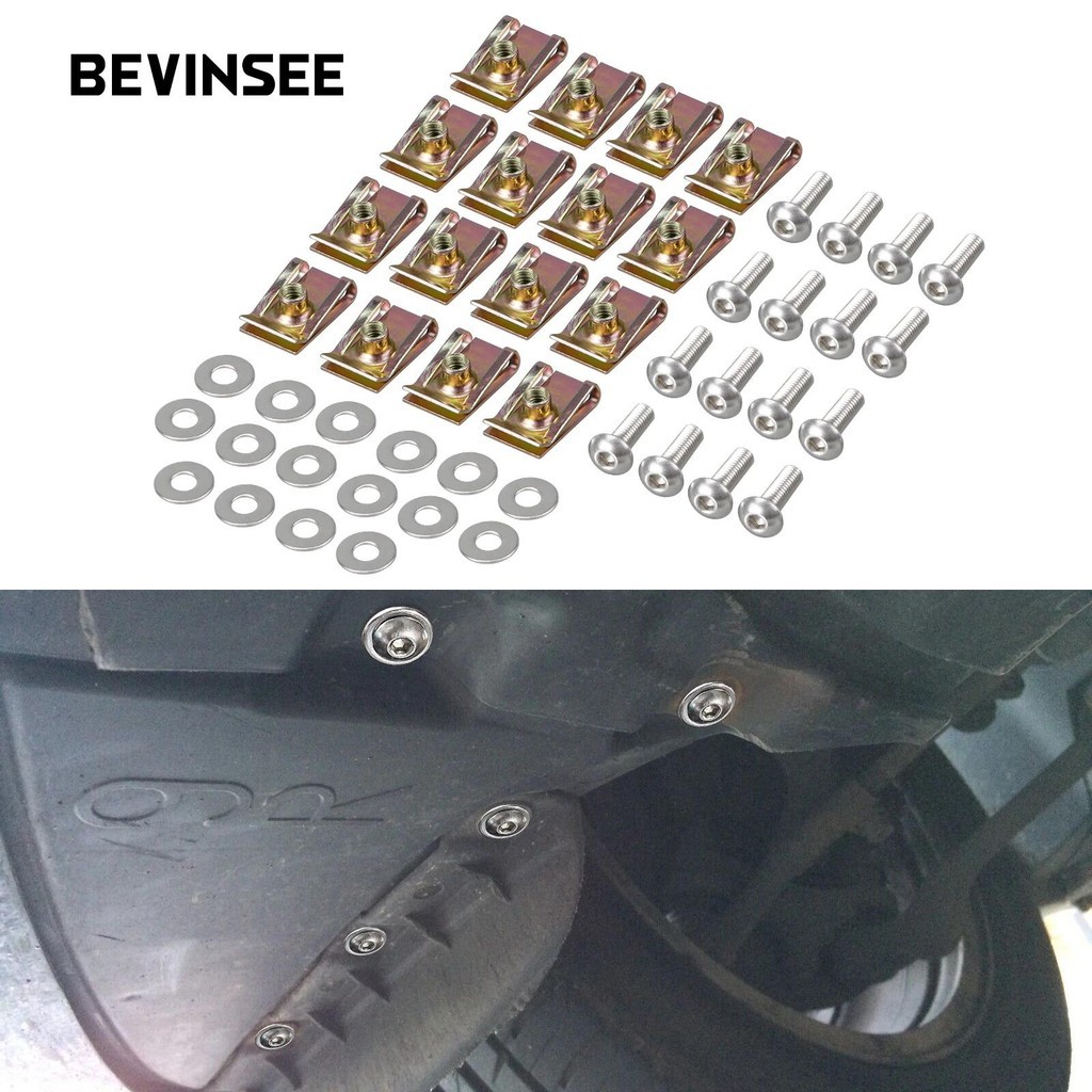 BEVINSEE 16x Motor Sob Clipes De Velocidade Da Bandeja E Parafusos Arruelas Inoxidáveis Para BMW Série 3 E90 E91 E92 325