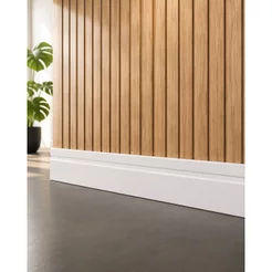 Rodapé de MDF 10CMX15MMX2.20m Revestido Frisado Branco Casablanca