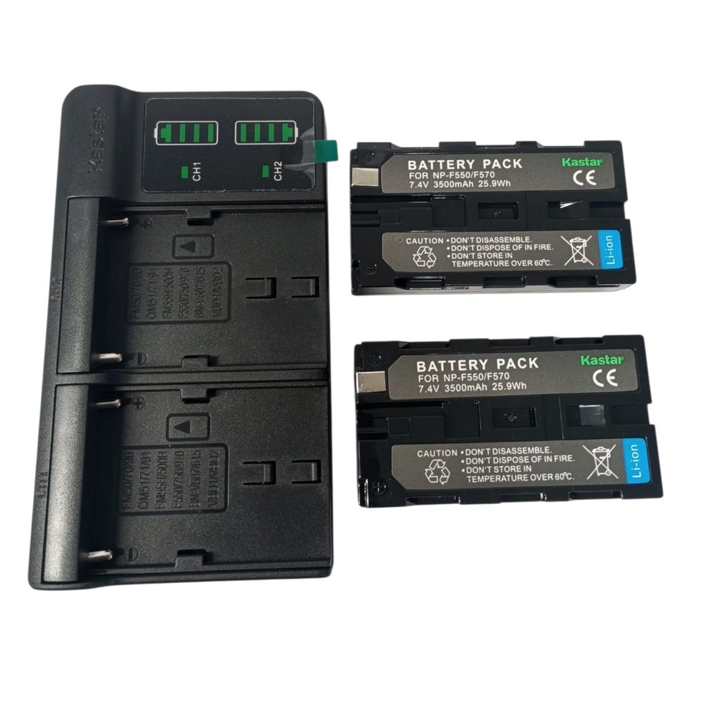 Kit 2 Bat Kastar NP-F550 / NP-F570 + Carregador Duplo  + Nf