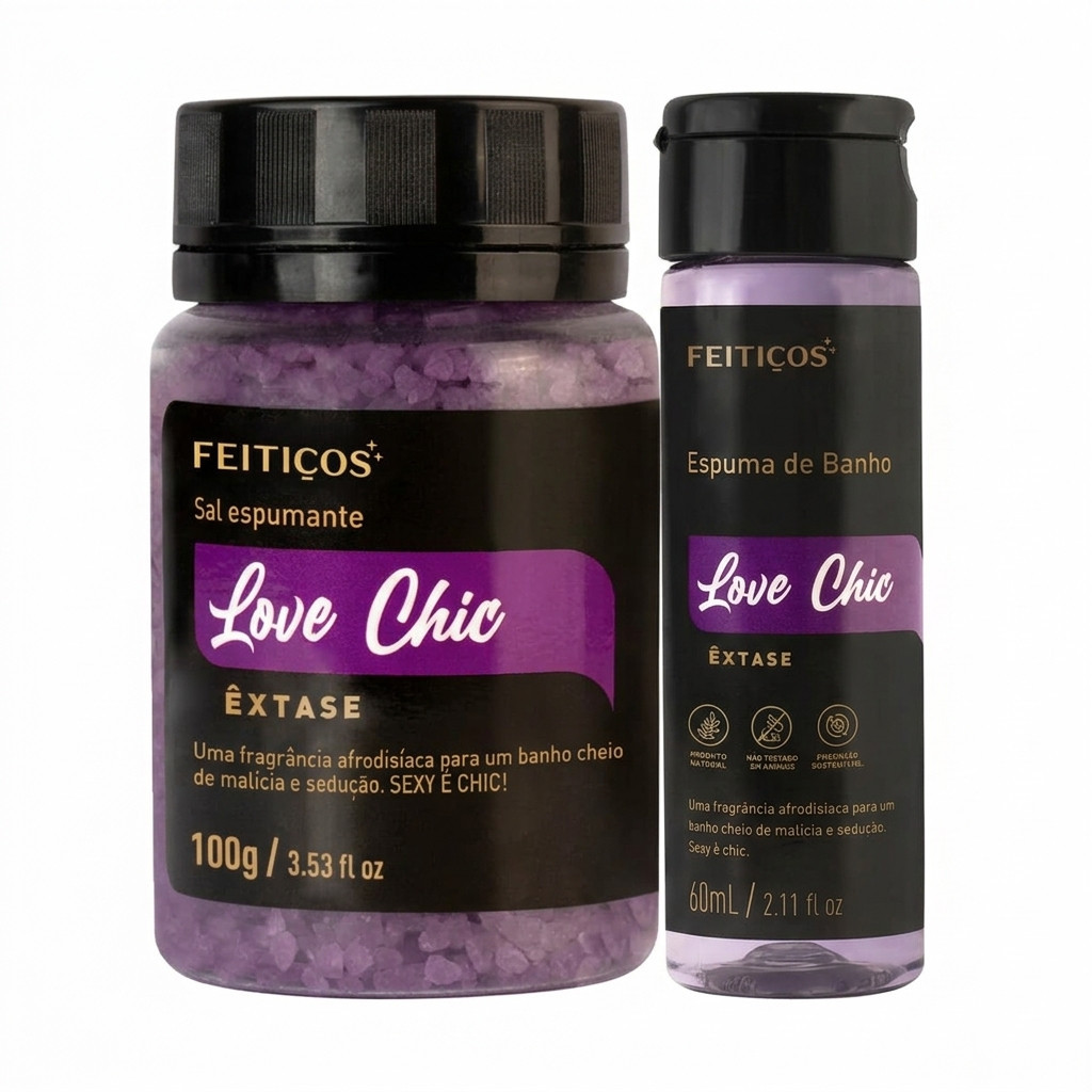 Sais Espumante e Espuma para Banheira e Hidromassagem Love Chic - Feitiços