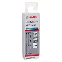 Broca Metal Bosch Aço Rápido Hss-Pointteq 2,1mm 10 Peças