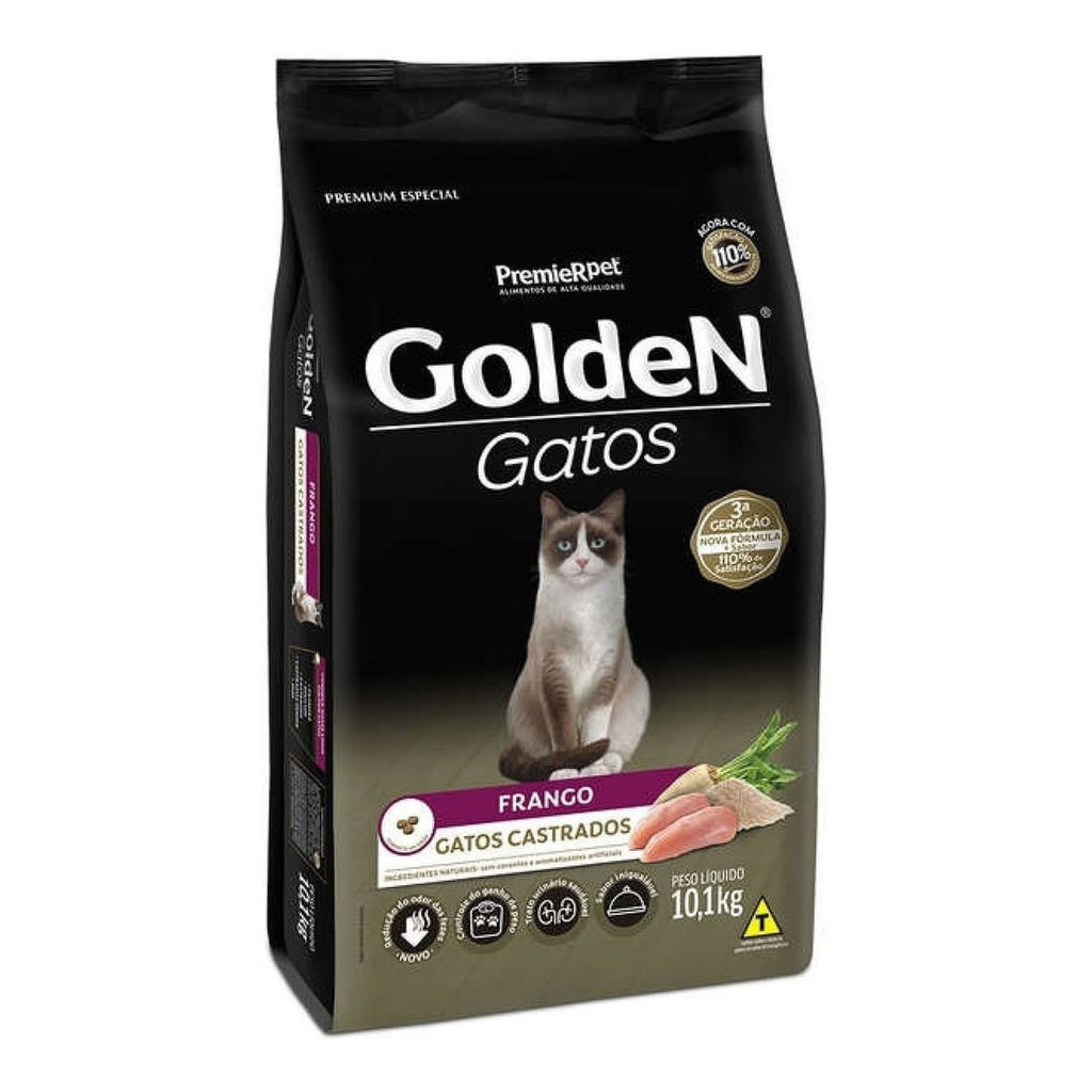Ração 10,1kg Golden para Gatos Castrados Frango