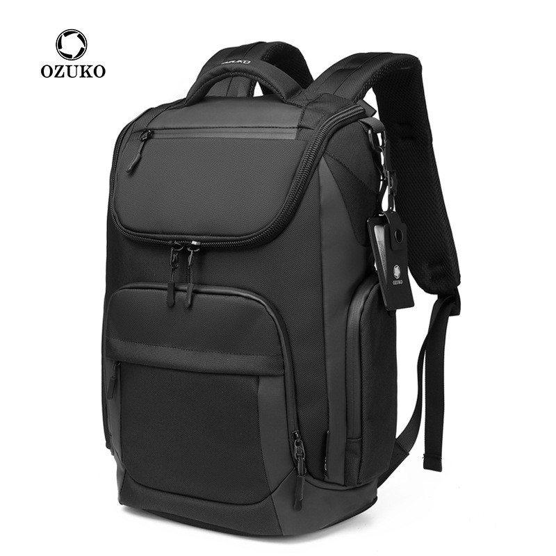 Ozuko novo estilo mochila de negócios esportes lazer mochila viagem ao ar livre à prova dwaterproof água computador saco