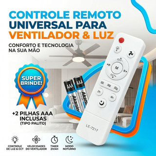 Controle Remoto Para Ventilador E27 Fan Light IR Teto com Luz Led Universal