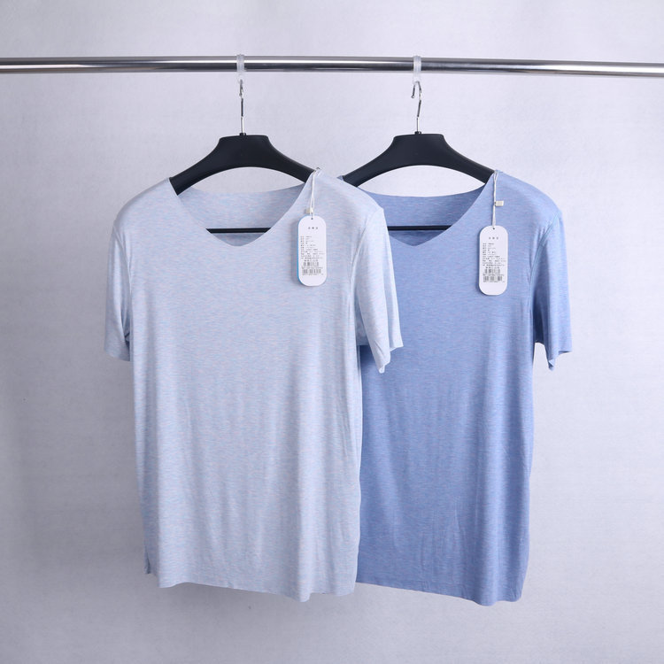 Verão sem costura legal masculino com decote em V fino confortável roupa interior de fundo sem costura cortina masculina