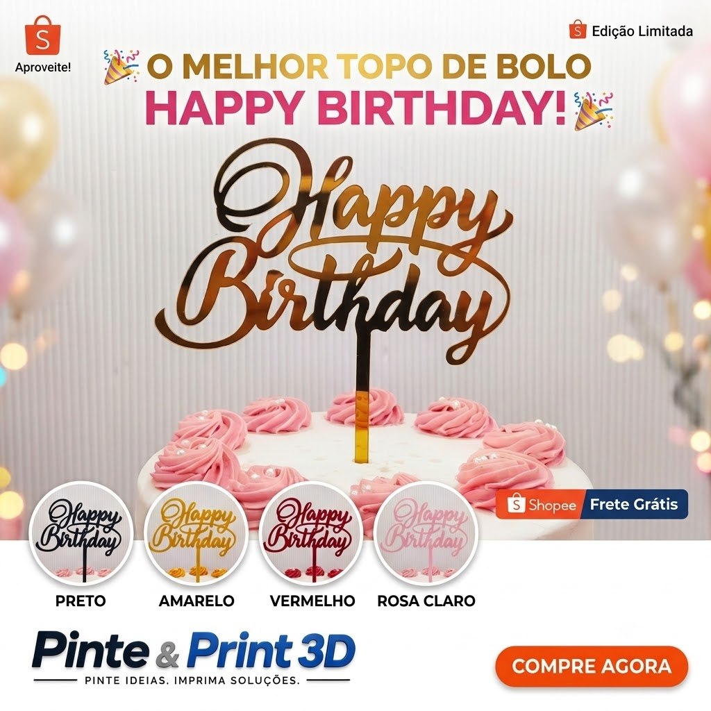Topo Bolo Feliz Aniversário Bolo Decorativo De Topo Festa Sub Classe Artigos Decorativos