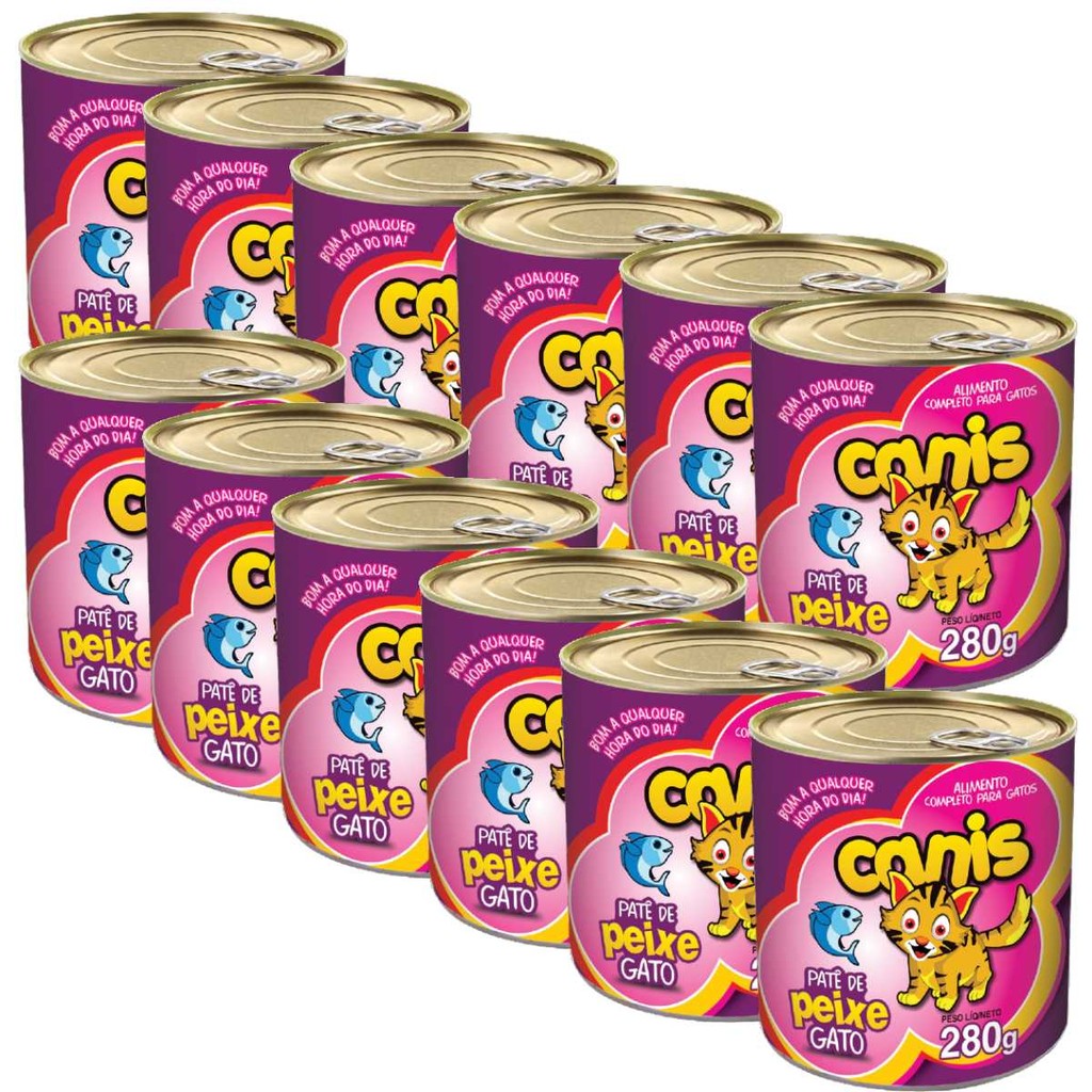 Kit Patê Para Gato Canis Sabor Peixe 280g 12un em Oferta na Shopee