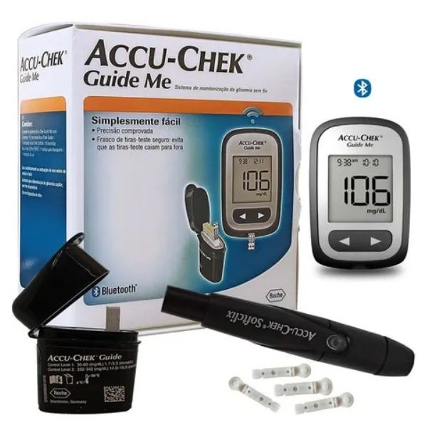 Accu-Chek Guide Me Kit Completo Monitor De Glicemia 10 Tiras + Lancetador + 10 Lancetas