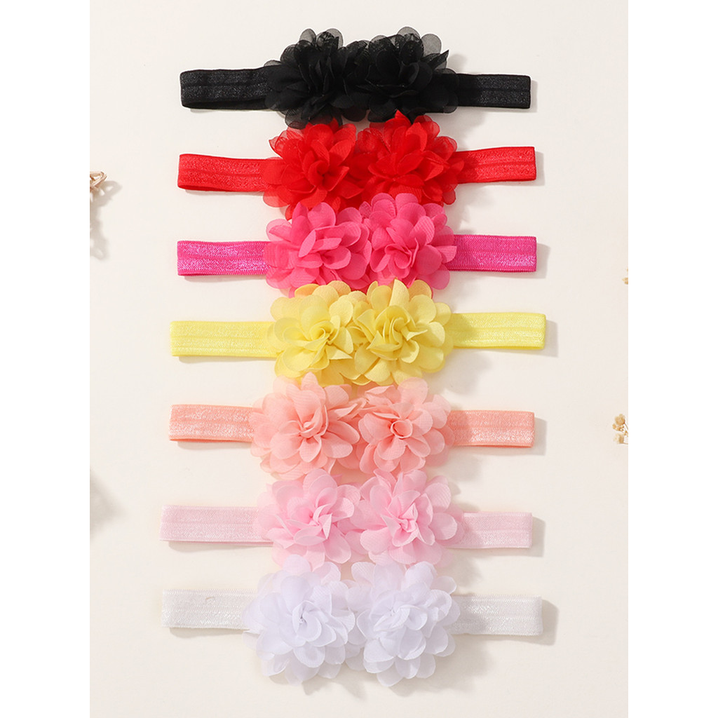 7 Pçs Headbands Chiffon Flor Macio Strecth Faixas De Cabelo Conjunto Para Bebê Recém-Nascido Cabeça Gravata Crianças Bab