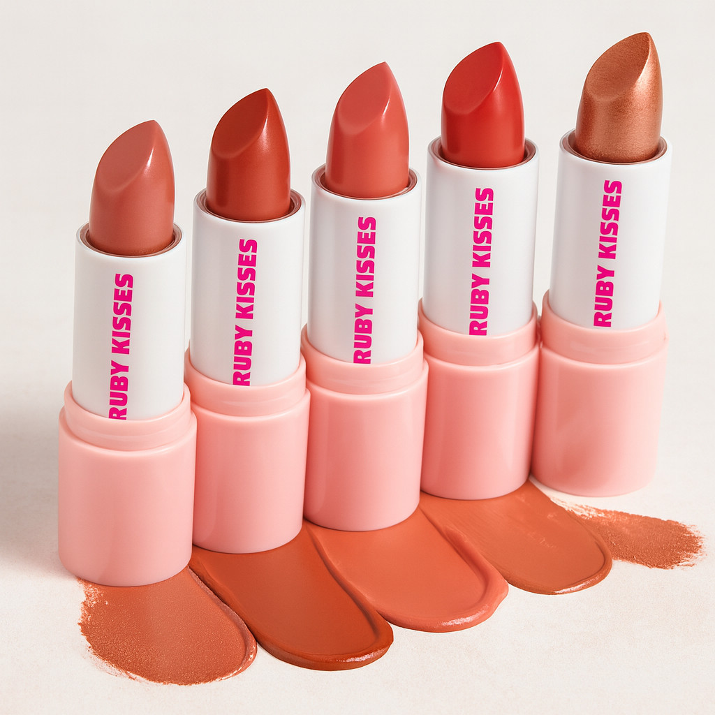 Batom Cremoso em Bala Clássico Ruby Kisses Batom Hidratante Cores Maquiagem Lábios