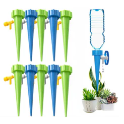 Kit 10 Gotejadores Irrigadores de Plantas Jardim Garrafa Pet Dosador Vaso 1 gota por Minuto