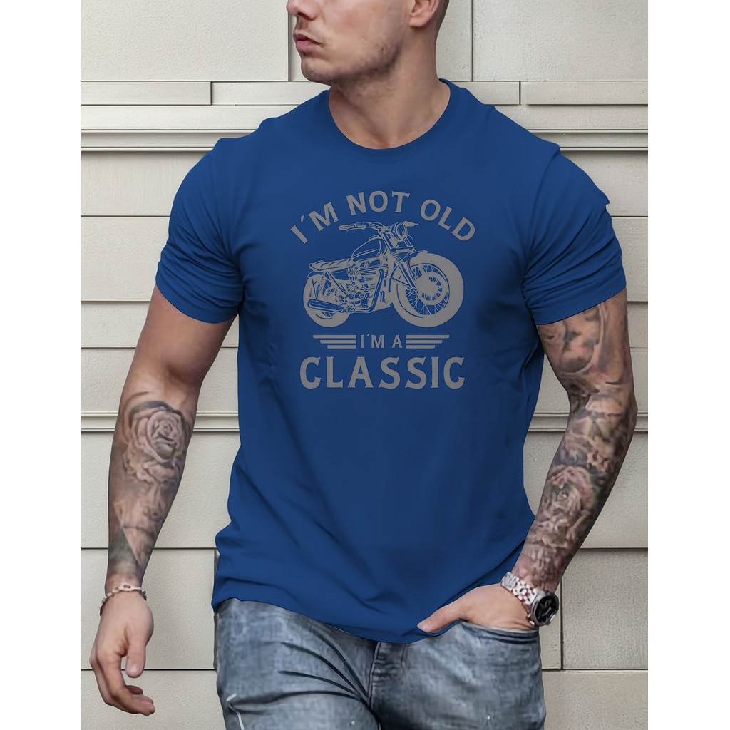 Camiseta Masculina Estampa Moto Não Sou Velho Sou Classico