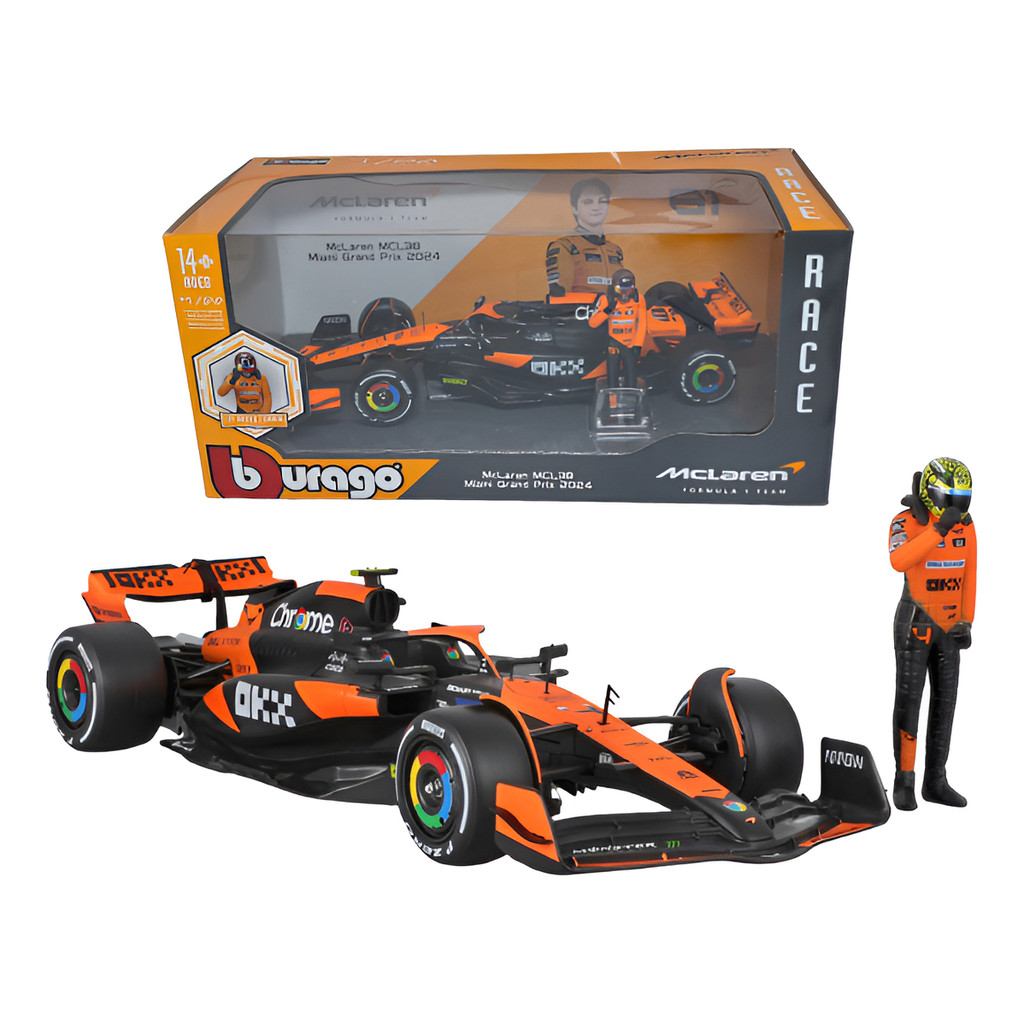 Miniatura F1 Mclaren 1:24 Piastri Bburago Com Boneco Chumbo