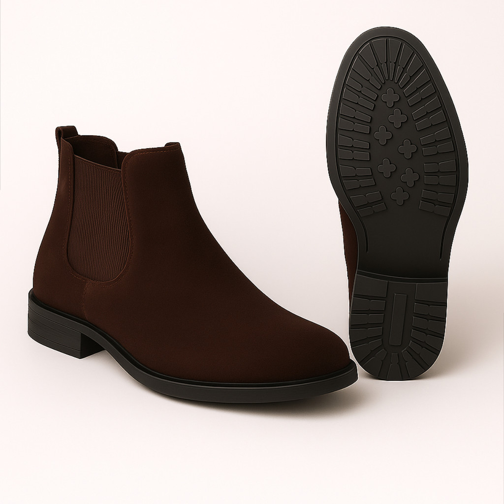 Botina Chelsea Masculina Cano Médio Couro Camurça Legítimo