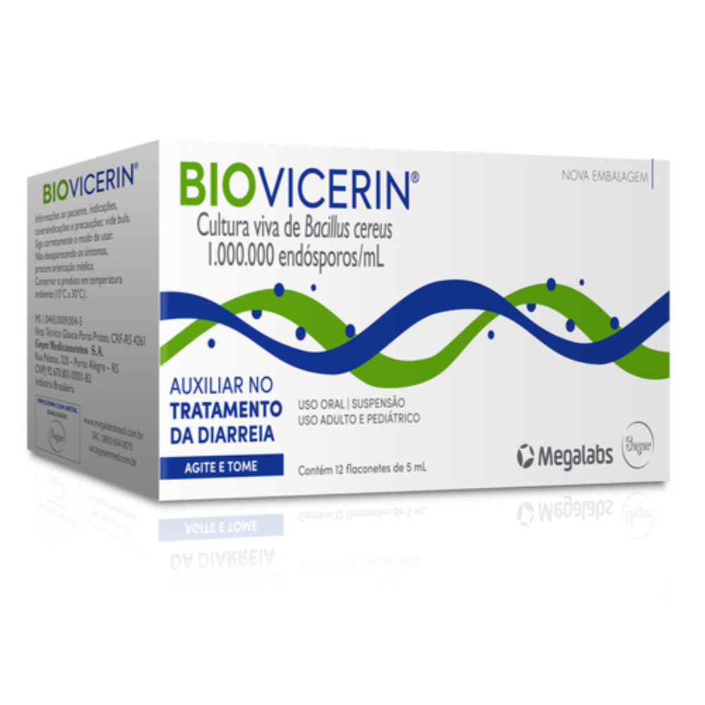 Biovicerin probiótico suspensão 12 flaconetes 5 ml cada