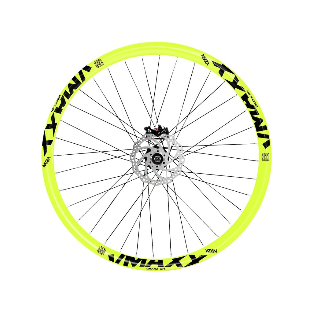 Roda Dianteira Aro 26 Vzan Vmaxx Neon Para Freio a Disco Cubo Rosca e Freio a Disco Cor:Amarelo Neon
