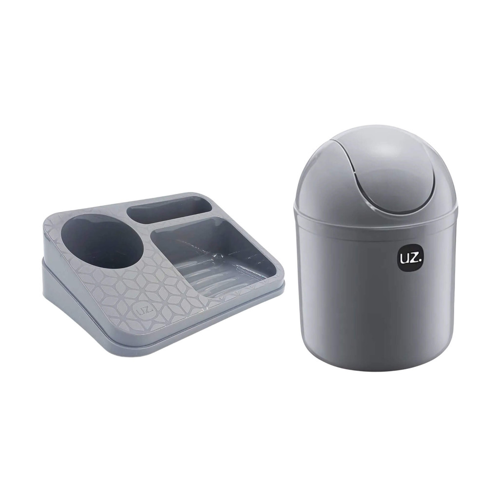 Organizador de Pia Premium + Lixeira de Pia 4 Litros Cinza Titânio UZ Utilidades em Oferta na Shopee