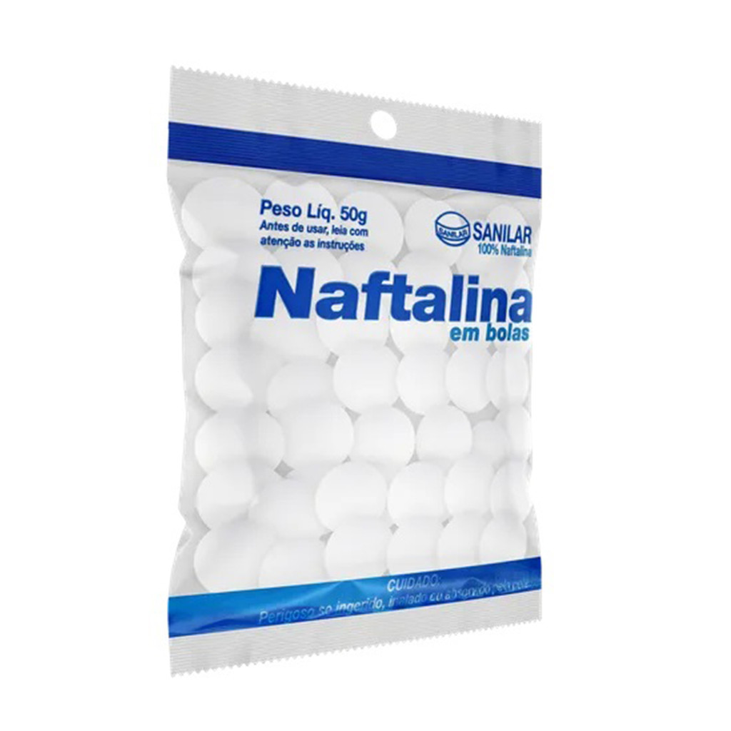 Kit 3 Und Naftalina Pura Em Bolas Sanilar 50g Anti Insetos Traças Baratas P/ Armário Evita Mofo