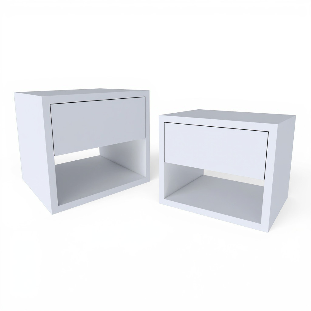 Kit 2 Mesas de Cabeceira Com Gaveta e Nicho Para Quarto