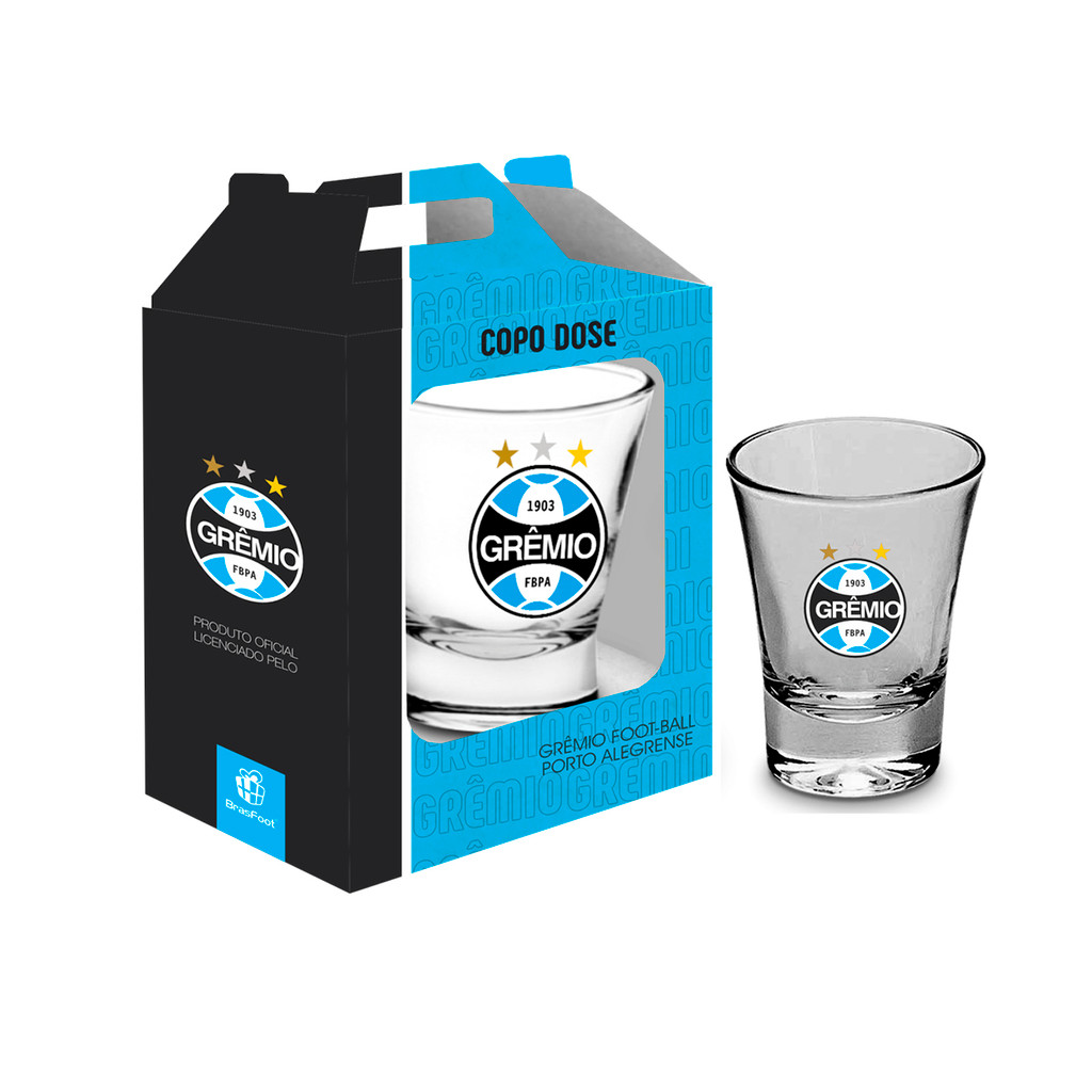 Copo Dose Individual BrasFoot Vidro Licenciado Grémio Foot-Ball Porto Alegrense 60ml Incolor