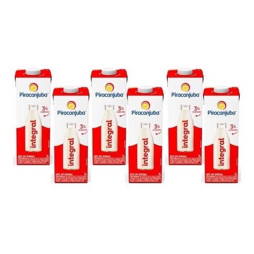 Kit C/6 Leite Integral Uht Piracanjuba 1l