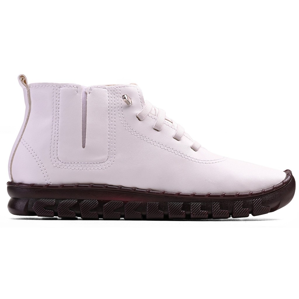 Botinha Feminino Casual Macio Leve Confortável Com Cadarço Sola Reta Bota Feminina