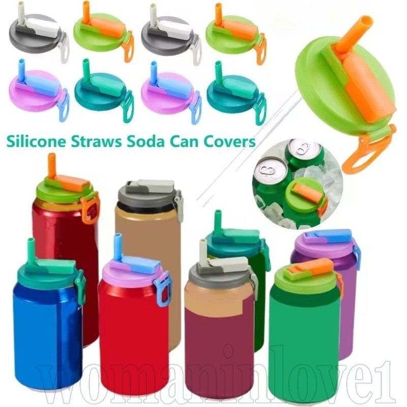 Tampas De Latas De Silicone Com Canudo-Capa Protetora De Recipiente-Acessórios De Louça-Para Bebidas Enlatadas-Tampa De