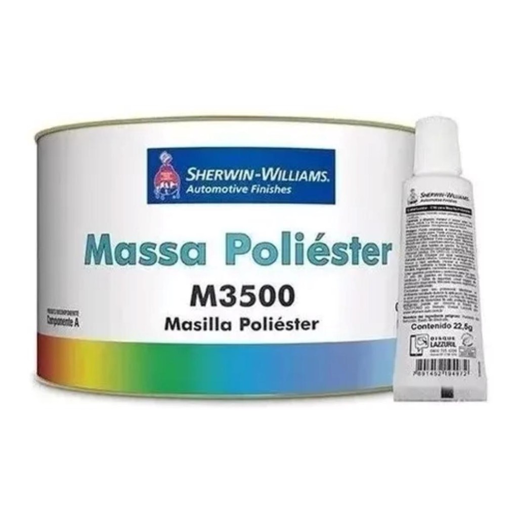 MASSA POLIESTER + CATALISADOR M3500 AUTOMOTIVA 750G LAZZURIL em Oferta na Shopee