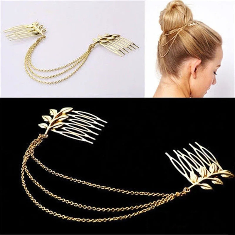 Novos Acessórios: Tiara, Corrente de Folhas, Acessórios de Cabelo com Franjas, Presilha de Folhas, Acessórios de Cabeça,