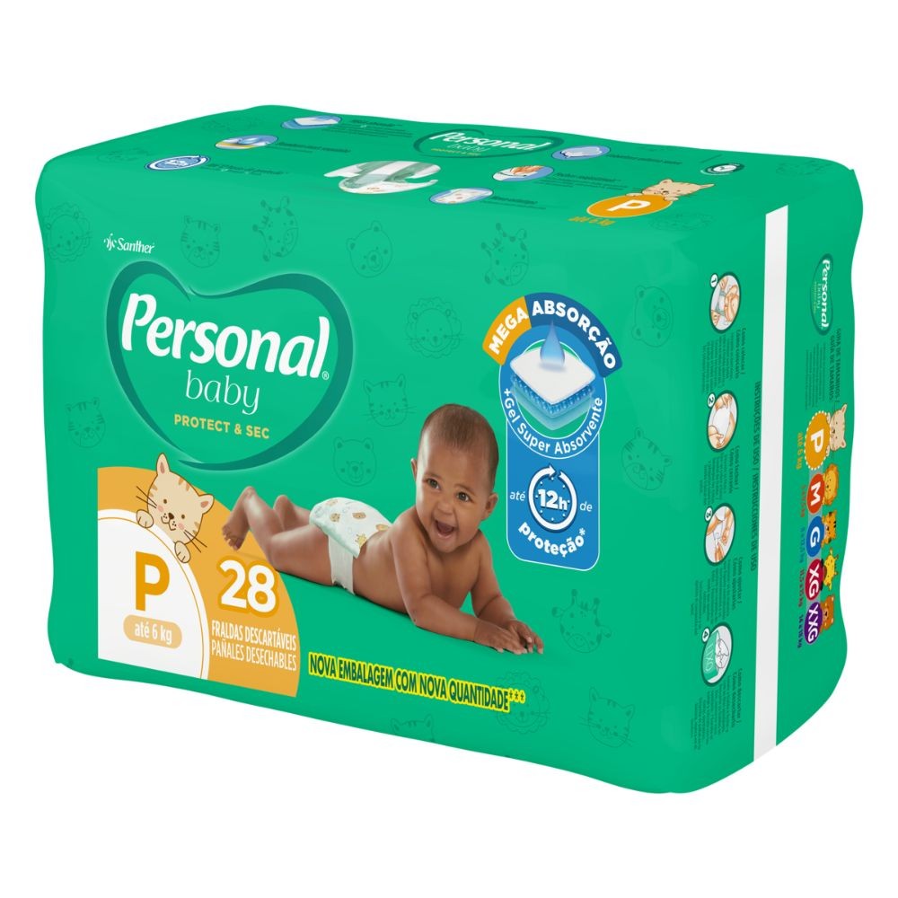 Fralda Personal Baby Protect & Sec Tamanho P 28 Fraldas Descartáveis