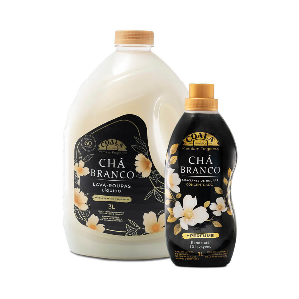 Kit Coala Laundry Chá Branco - 1 lava Roupas 3L +1 Amaciante1L