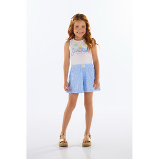 Conjunto Cropped e Short Listrado Quimby em Oferta na Shopee